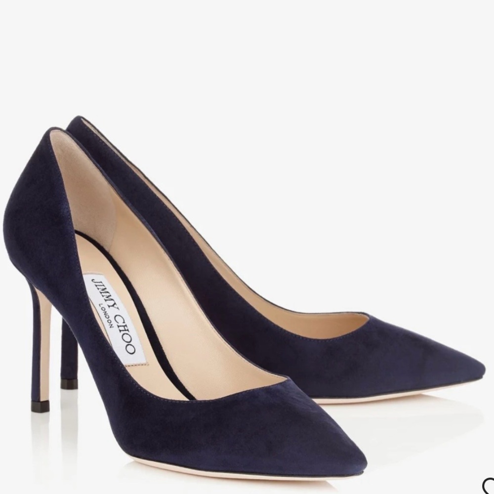 Jimmy Choo Navy Suede Romy 85 - Picture 7 of 10
